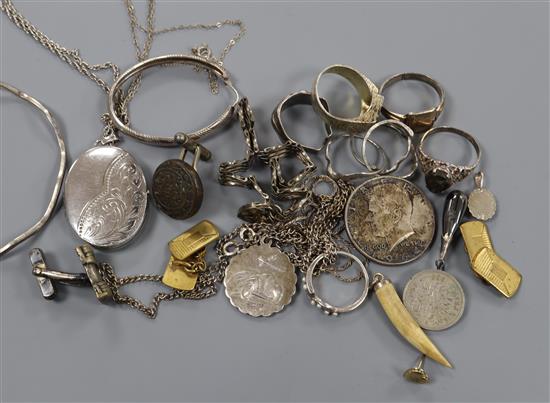 A small collection of silver jewellery, etc, including a St Christopher pendant on chain.